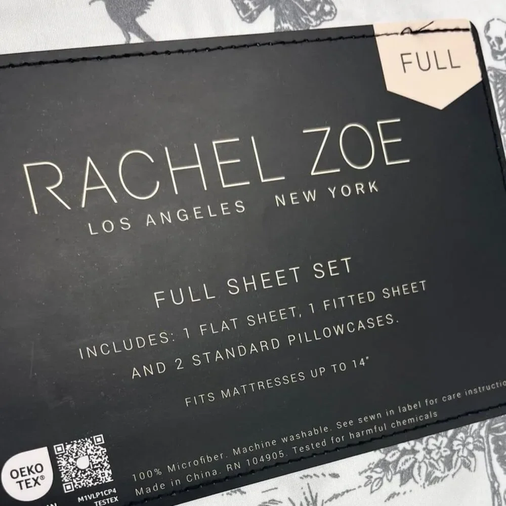 Rachel Zoe Halloween Skeleton Butterfly Pumpkin Sheet Set (Full)